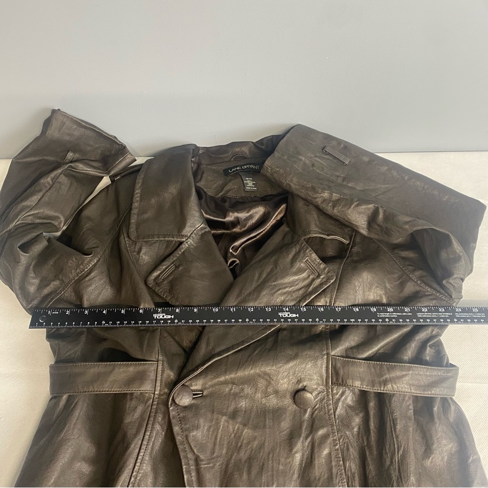 Lane Bryant Genuine Leather Jacket Women's Size 18/20 Brown Button Closure - Picture 7 of 16
